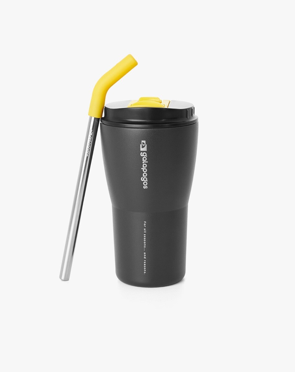 Copo Térmico Galapagos Hurricane Tumbler 413ML - Preto e Amarelo