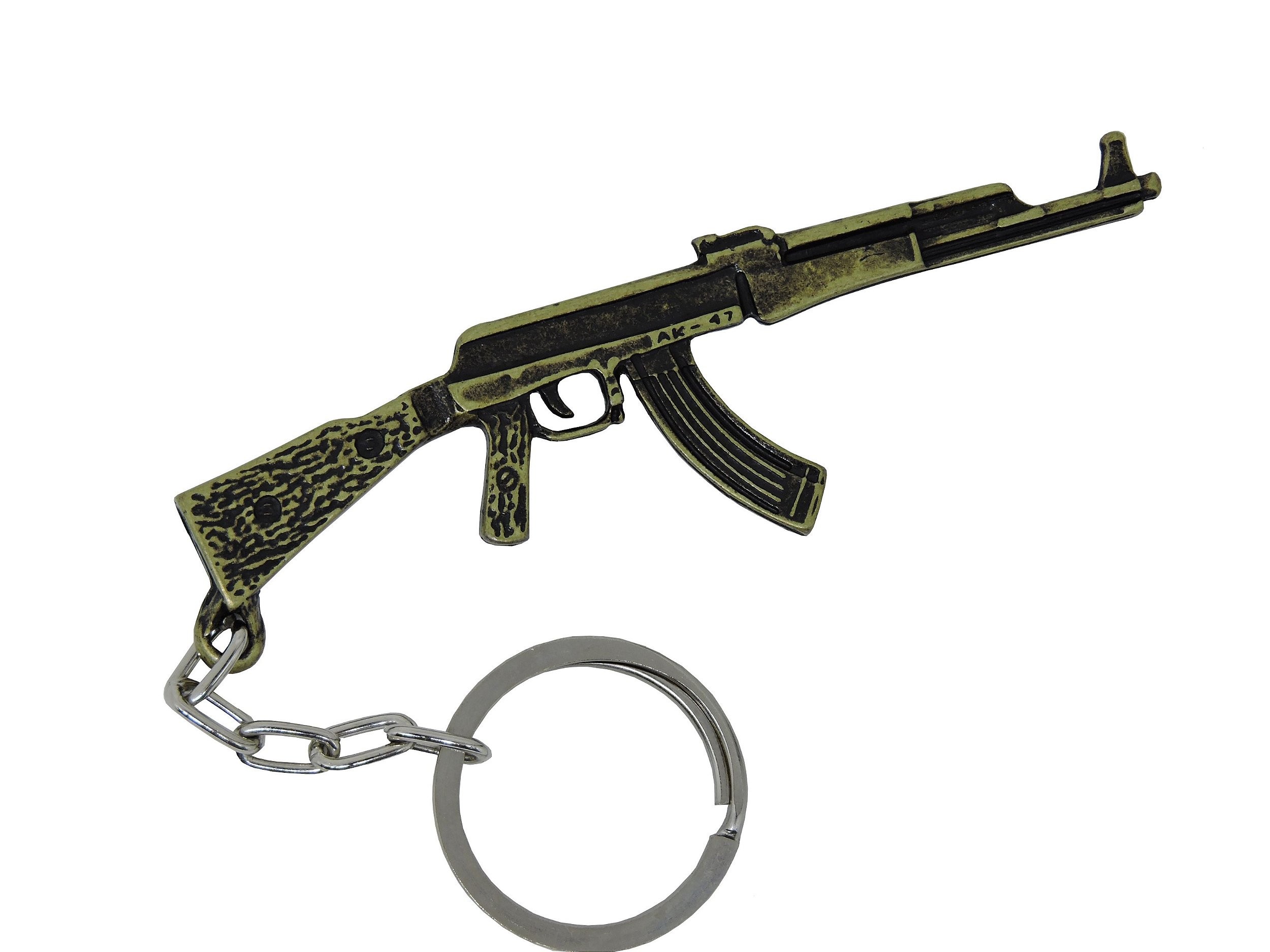 Chaveiro Bélica Militar Ak 47 Ouro Velho