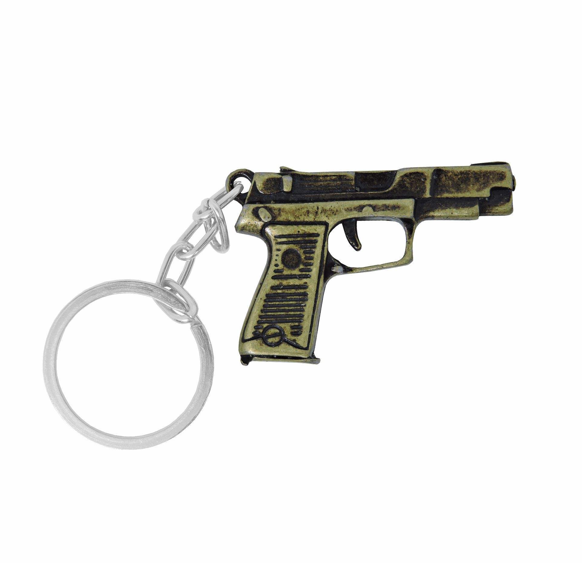 Chaveiro Bélica Militar Pistola Ouro Velho