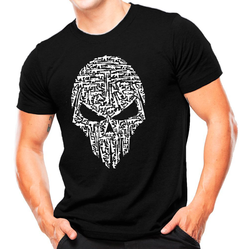 Camiseta Atack Militar Caveira Armas - Preto