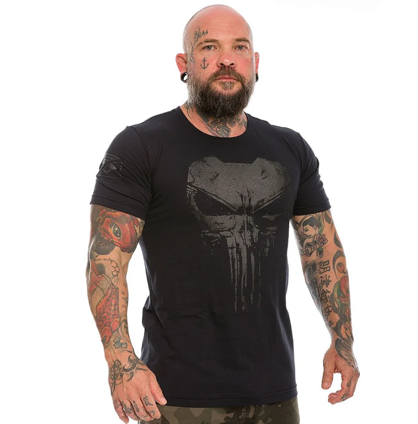 Camiseta Militar Team Six Dark Line Punisher Plate Masc - Preta